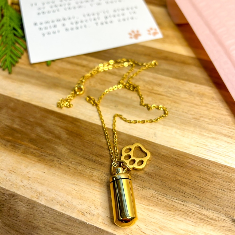 Cremation jewelry - Cilinder Memorial Urn Necklace - Pet loss